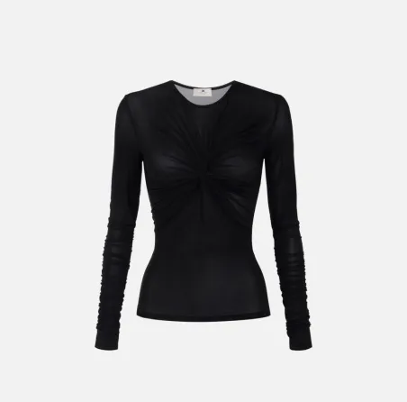 Maglia in Tessuto Organza Stretch con Drappeggio - Elisabetta Franchi 
