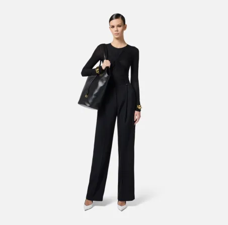 Maglia in Tessuto Organza Stretch con Drappeggio - Elisabetta Franchi 