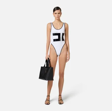 Costume intero con maxi logo stampato Elisabetta Franchi  | BorotalcoC