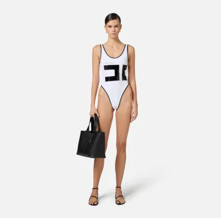 Costume intero con maxi logo stampato Elisabetta Franchi  | BorotalcoC