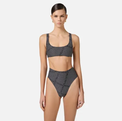 Costume Due Pezzi con Stampa Pois e Nastri - Elisabetta Franchi  | Bor