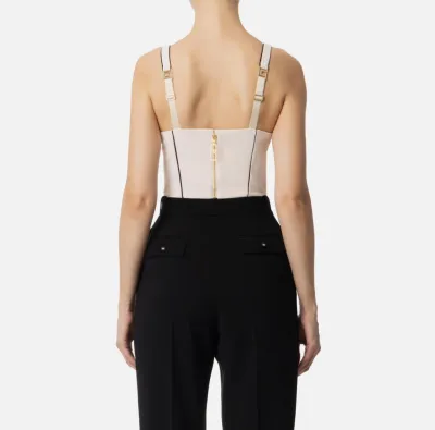 Top in crêpe con piping a contrasto Elisabetta Franchi  | BorotalcoCag