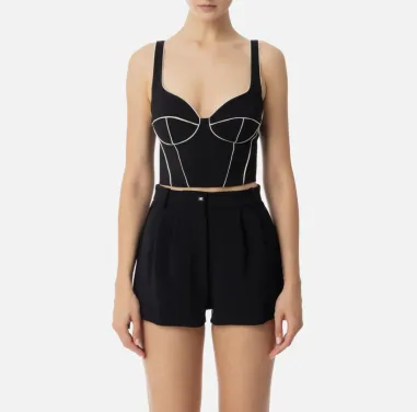 Top in crêpe con piping a contrasto Elisabetta Franchi  | BorotalcoCag 2
