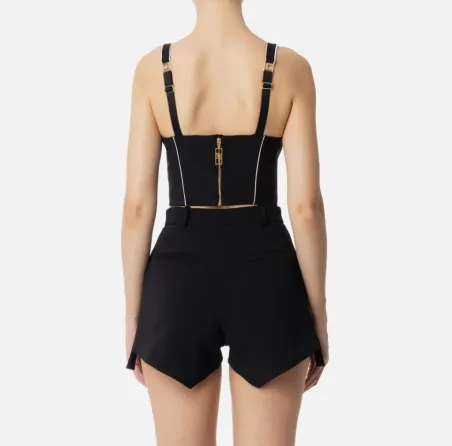 Top in crêpe con piping a contrasto Elisabetta Franchi  | BorotalcoCag