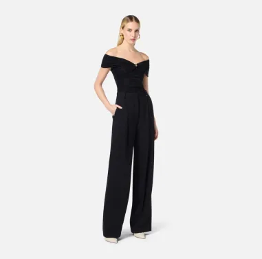 Top in organza stretch con dettaglio gioiello Elisabetta Franchi  | Bo