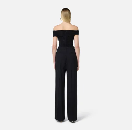 Top in organza stretch con dettaglio gioiello Elisabetta Franchi  | Bo