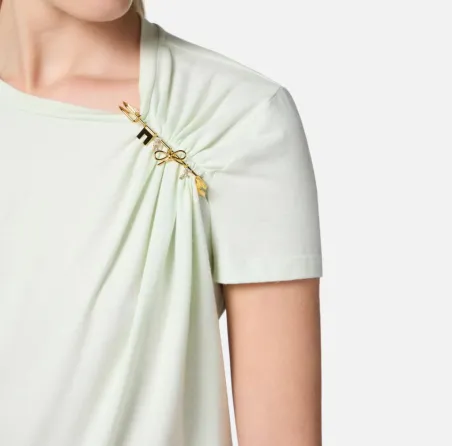 T-shirt in jersey con spilla gioiello Elisabetta Franchi  | BorotalcoC
