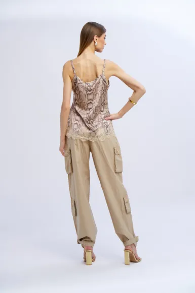 Top in raso con pizzo in fantasia pitone – No Secrets  | BorotalcoCagl