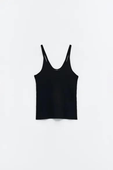 Canotta in maglia a costine con scollo profondo – Eleh  | BorotalcoCag