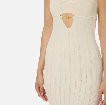 Elisabetta Franchi – Abito in maglia a costine con dettagli à jour  | 