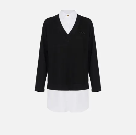 Elisabetta Franchi – Abito in maglia di viscosa e popeline di cotone  