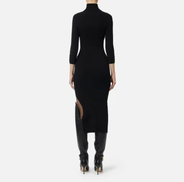 Elisabetta Franchi – Abito in maglia a costine con taschino decorativo 2