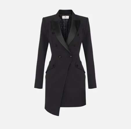 Elisabetta Franchi – Robemanteau in crêpe leggero con dettagli smoking