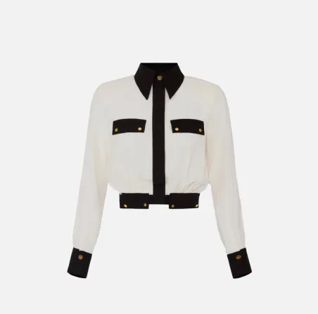 Elisabetta Franchi – Camicia bi-color in georgette  | BorotalcoCagliar