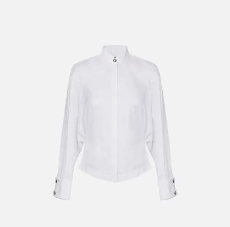 Elisabetta Franchi – Camicia in popeline di cotone con colletto smokin