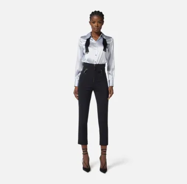 Elisabetta Franchi – Camicia in raso di seta con papillon  | Borotalco
