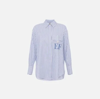 Elisabetta Franchi – Camicia in popeline di cotone a righe  | Borotalc