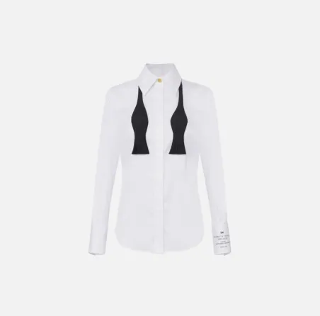 Elisabetta Franchi – Camicia in popeline di cotone con logo  | Borotal