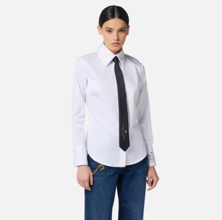 Elisabetta Franchi – Camicia in popeline di cotone con logo  | Borotal