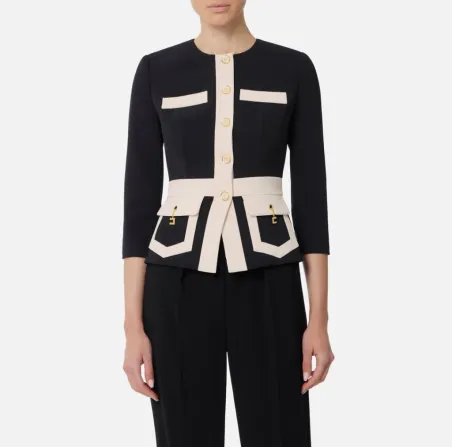 Elisabetta Franchi – Giacca color-block in doppio crêpe  | BorotalcoCa