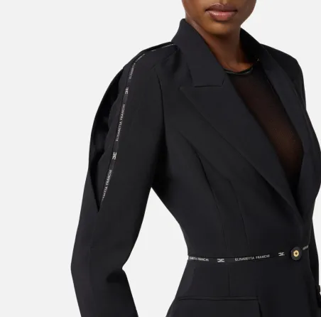 Elisabetta Franchi – Blazer monopetto in crêpe con nastro logato  | Bo