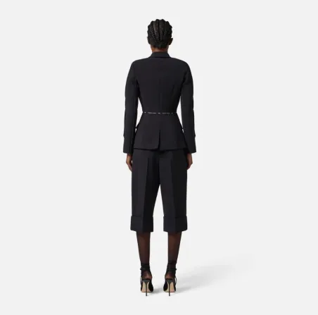 Elisabetta Franchi – Blazer monopetto in crêpe con nastro logato  | Bo