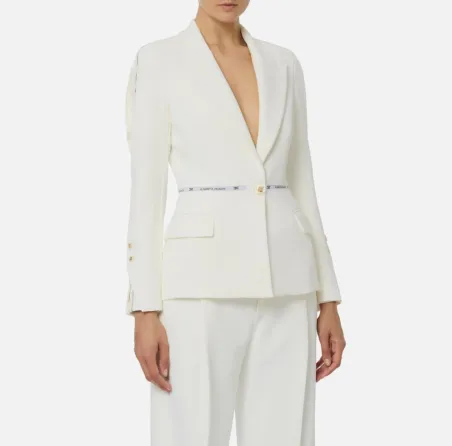 Elisabetta Franchi – Blazer monopetto in crêpe con nastro logato  | Bo