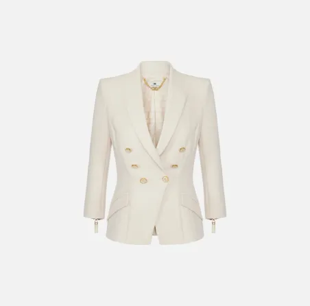 Elisabetta Franchi – Giacca in doppio crêpe dal taglio sartoriale  | B