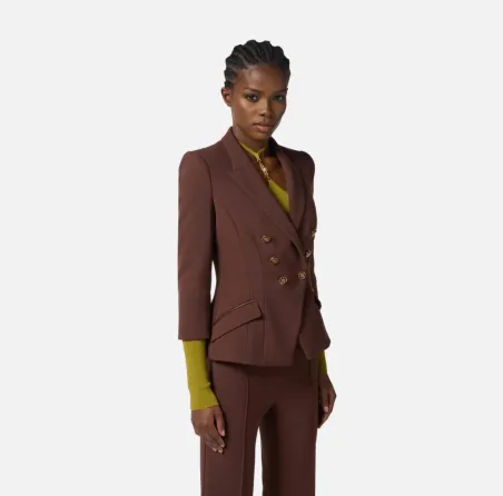 Elisabetta Franchi – Giacca in doppio crêpe dal taglio sartoriale  | B