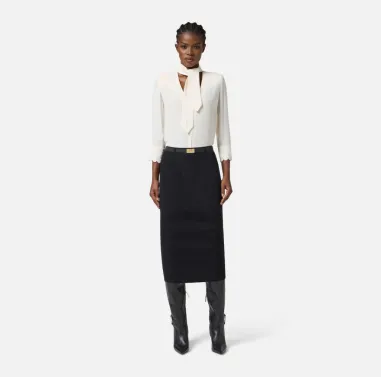 Elisabetta Franchi – Gonna in maglia a costine con cintura logata  | B 2