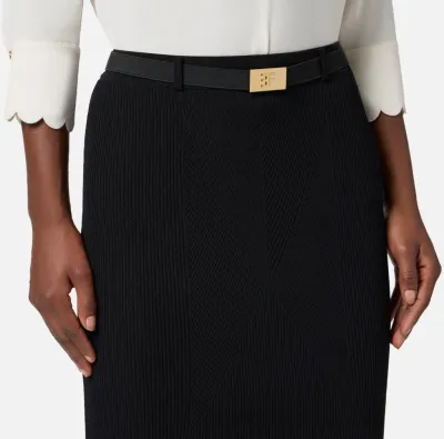 Elisabetta Franchi – Gonna in maglia a costine con cintura logata  | B