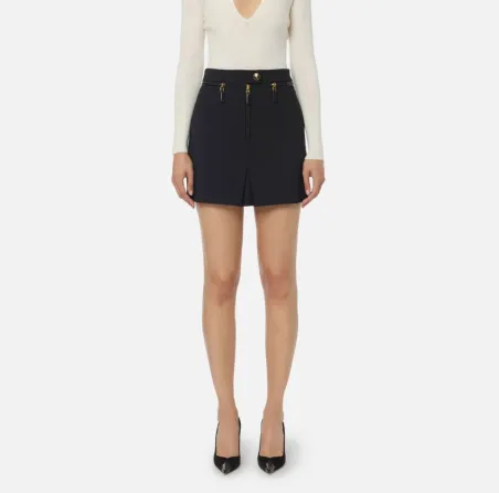 Elisabetta Franchi – Gonna in doppio crêpe con zip  | BorotalcoCagliar