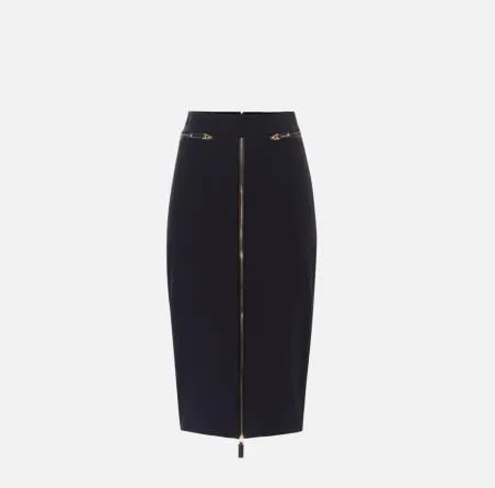 Elisabetta Franchi – Gonna in crêpe leggero con zip decorativa  | Boro