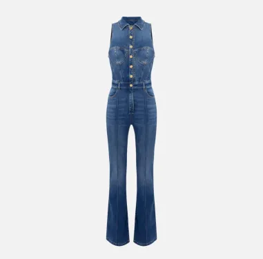 Elisabetta Franchi Tuta bustier in denim con silhouette aderente  | Bo 2