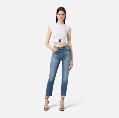 Elisabetta Franchi – Jeans con logo embossed  | BorotalcoCagliari.it