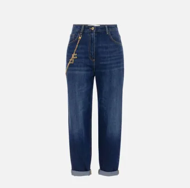 Elisabetta Franchi – Jeans con catena gioiello applicata  | BorotalcoC