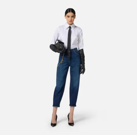 Elisabetta Franchi – Jeans con catena gioiello applicata  | BorotalcoC