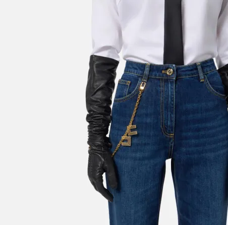 Elisabetta Franchi – Jeans con catena gioiello applicata  | BorotalcoC