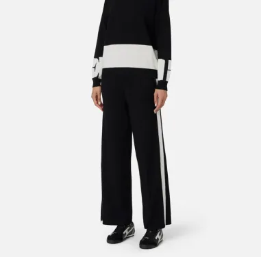 Elisabetta Franchi – Pantaloni in viscosa con bande lucide laterali  |