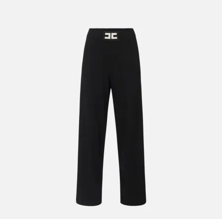 Elisabetta Franchi – Pantaloni in viscosa con bande lucide laterali  |