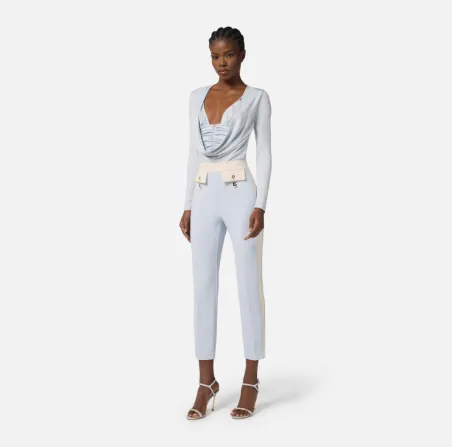 Elisabetta Franchi – Pantaloni bi-color in doppio crêpe  | BorotalcoCa
