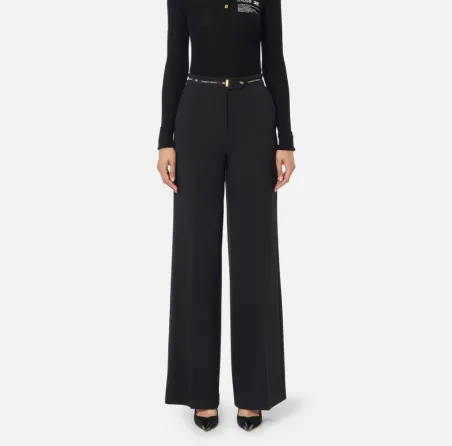 Elisabetta Franchi – Pantaloni in crêpe leggero con nastro logo latera
