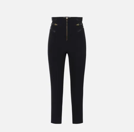 Elisabetta Franchi – Pantaloni in crêpe con dettagli zip dorati  | Bor
