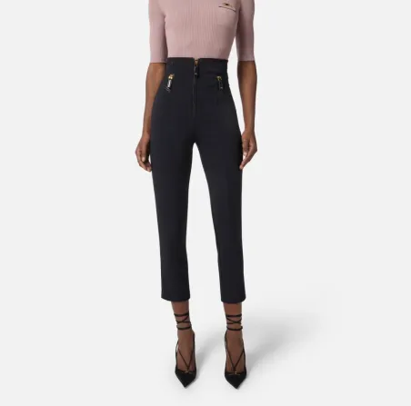 Elisabetta Franchi – Pantaloni in crêpe con dettagli zip dorati  | Bor