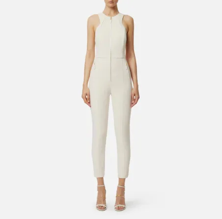 Elisabetta Franchi – Tuta in doppio crêpe con dettagli zip  | Borotalc