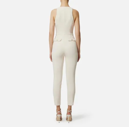 Elisabetta Franchi – Tuta in doppio crêpe con dettagli zip  | Borotalc