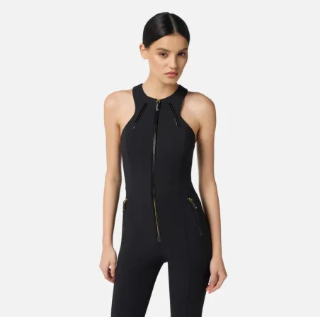 Elisabetta Franchi – Tuta in doppio crêpe con dettagli zip  | Borotalc