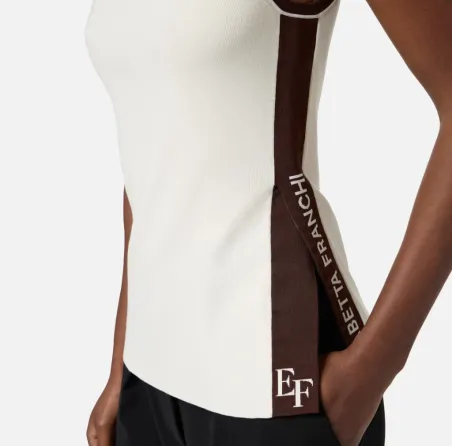 Elisabetta Franchi – Top in viscosa con bande lucide  | BorotalcoCagli