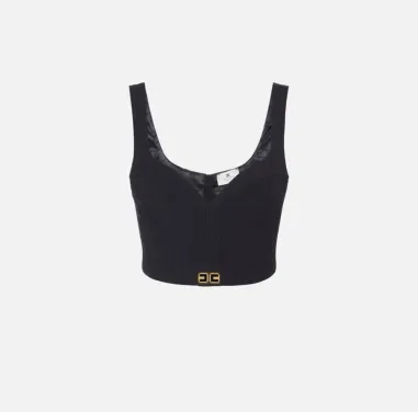 Elisabetta Franchi – Top in crêpe leggero con dettagli logo  | Borotal