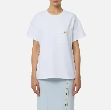 Elisabetta Franchi – T-shirt in jersey pesante con taschino  | Borotal